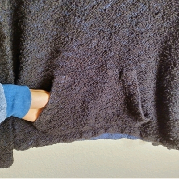 Faherty Seabrook Pullover Black Marled Hooded Top Sweater Surf Beach Sz M - Picture 4 of 8